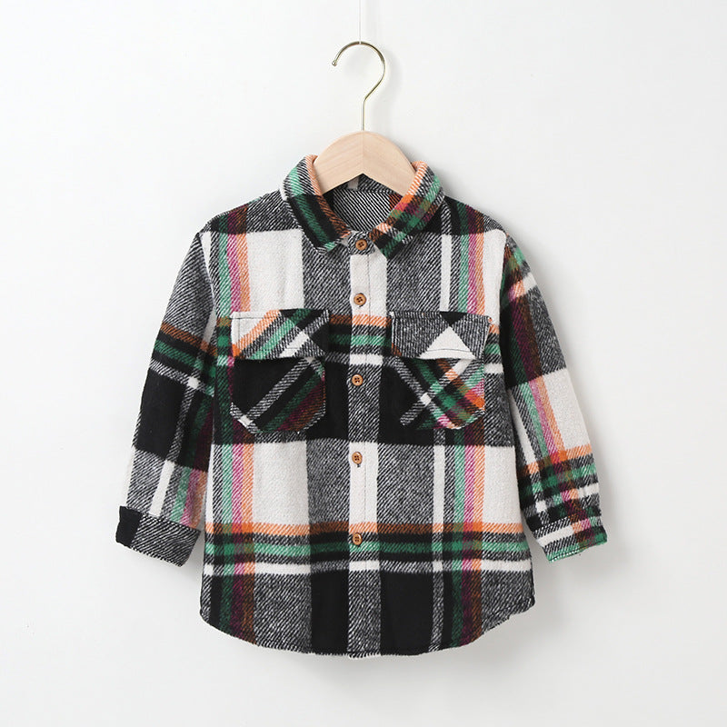 Girls Fashion Small Plaid Shirt Children's