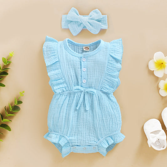 American Sleeveless Solid Color Personality Baby Girl Romper