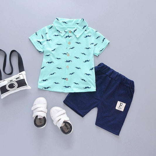 Mustache Printed Outfit Set Boys