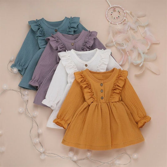 1-3Y Baby Girl Spring Dress With Ruffled