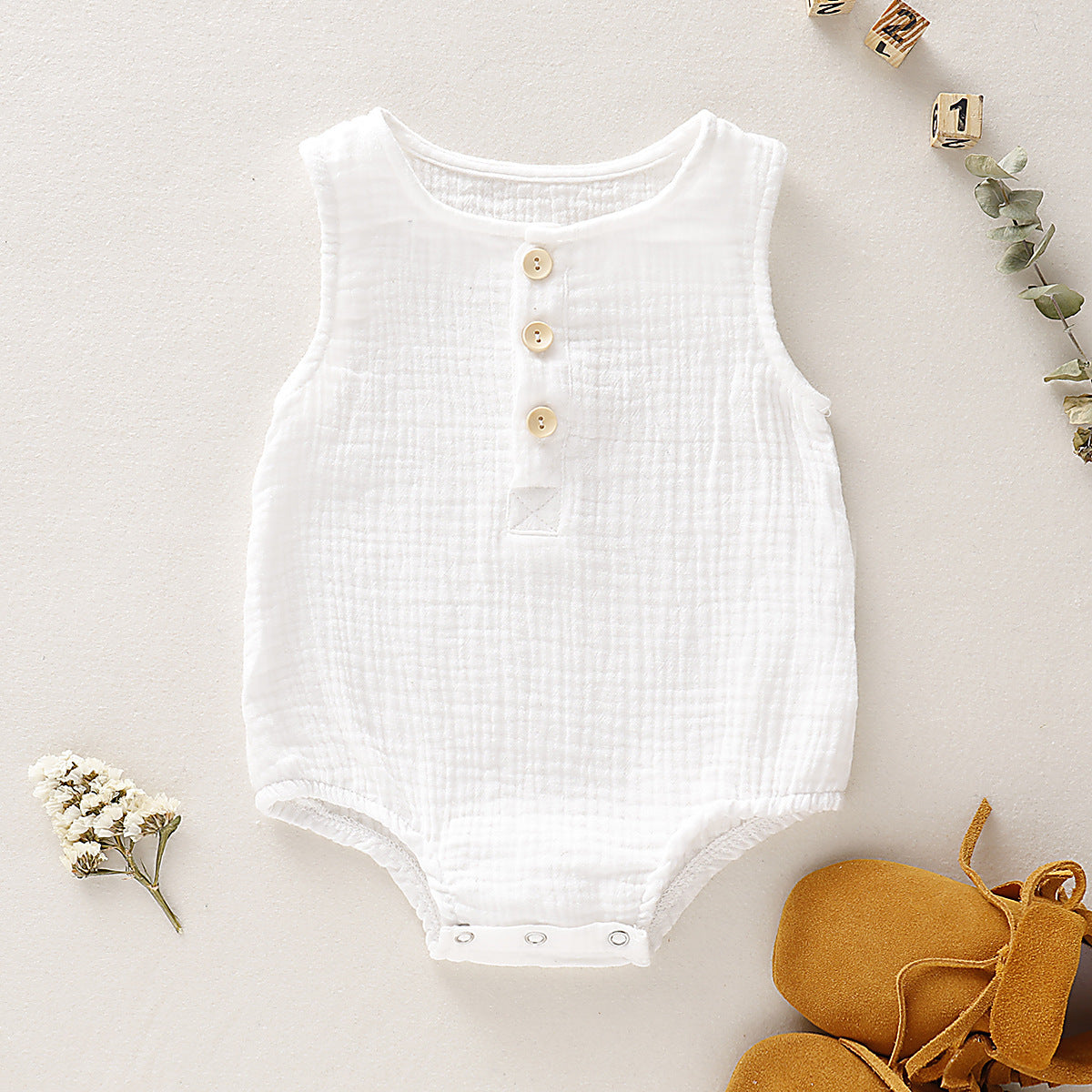Vêtements sans manches en coton bulle de style chaud pour bébés garçons et filles avec sac à fesses