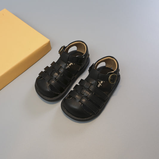 Girls' Closed Toe Children's Shoes Toddler Shoes Woven Hollowed Roman Shoes