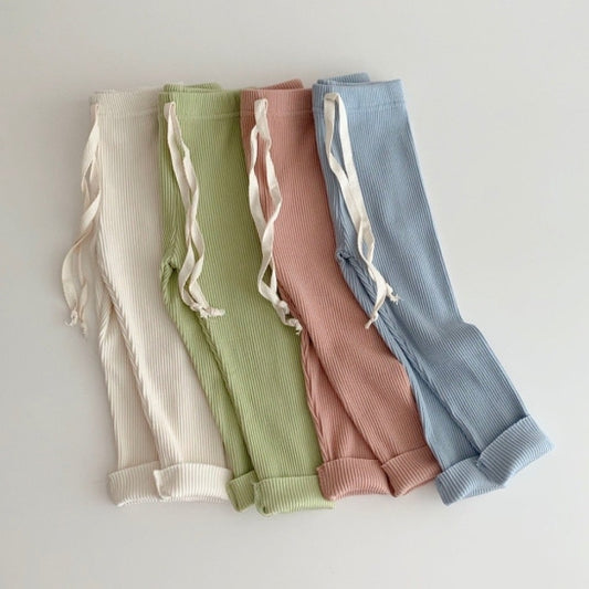 Baby Candy Color Pit Strip Threaded Stretch Trousers Leggings