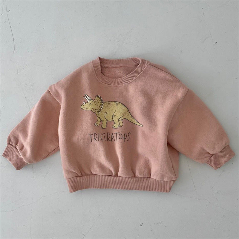 New Children's Cute Dinosaur Fleece Soft Pullover Sweater