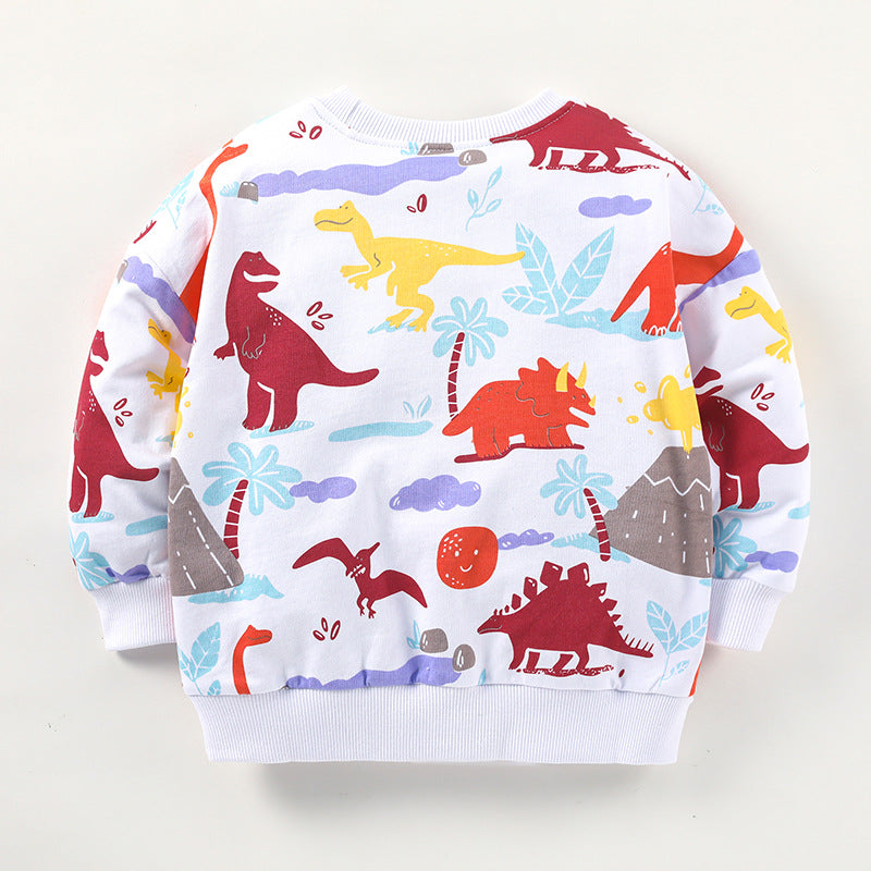 Haut de bébé à manches longues en coton avec dinosaure pour enfant