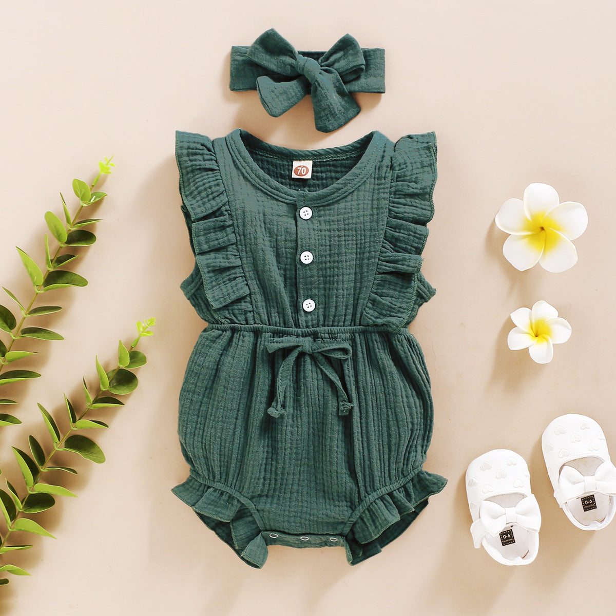 American Sleeveless Solid Color Personality Baby Girl Romper