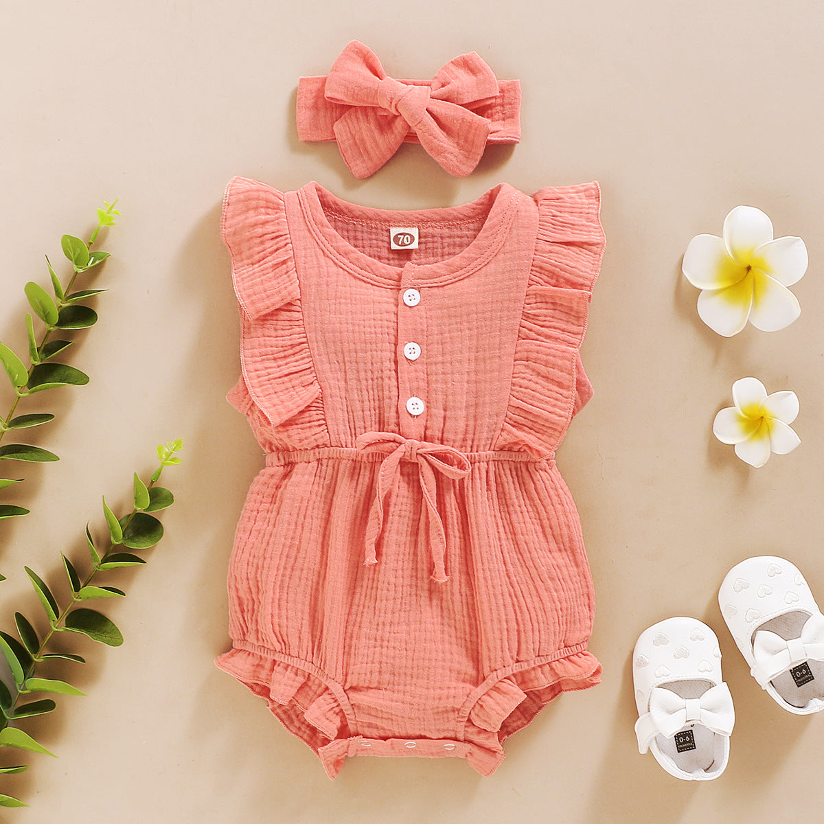 American Sleeveless Solid Color Personality Baby Girl Romper