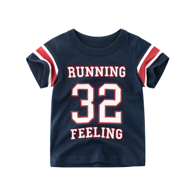 T-shirt d'été pour enfants, manches courtes, hauts à demi-manches pour garçons