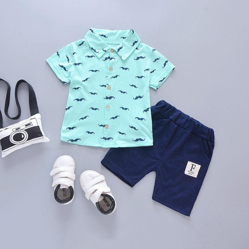 Mustache Printed Outfit Set Boys
