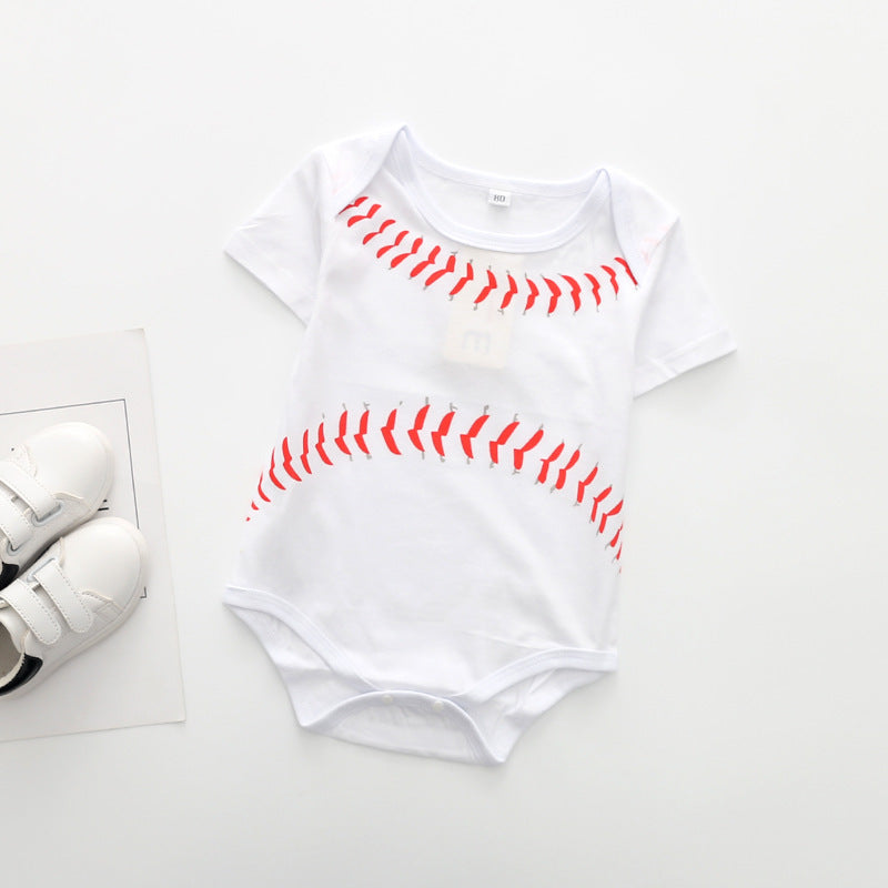 Short-Sleeved Football Print Cotton Triangle Romper