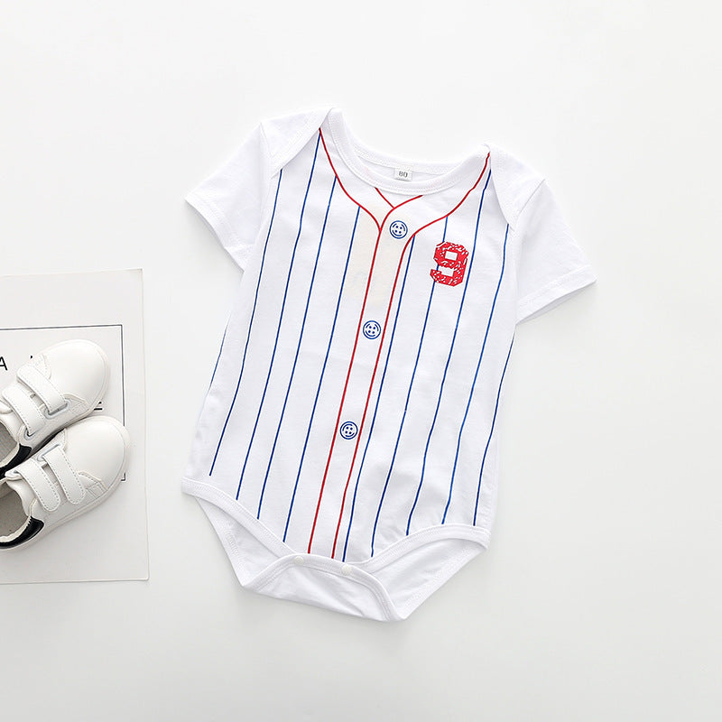 Short-Sleeved Football Print Cotton Triangle Romper