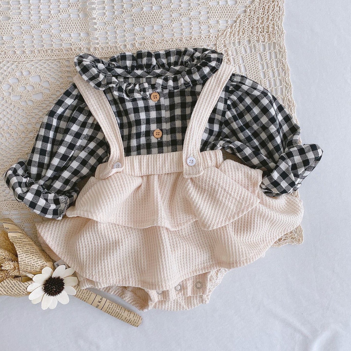 Baby Romper Old Baby Clothes Baby Girl Foreign Style Pleated Lotus Leaf Sling Climber