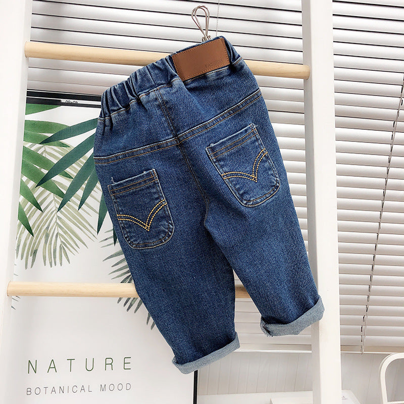 Robe de fille Robe d'automne Jeans amples pour fille Pantalon long pour enfants