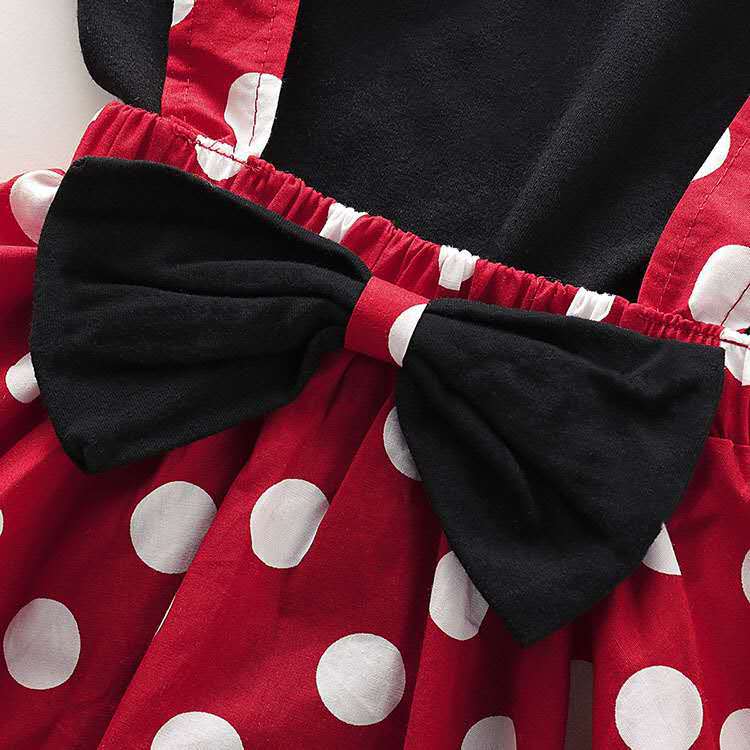 Girl's Summer Solid Color Fly Sleeve Polka Dot Skirt