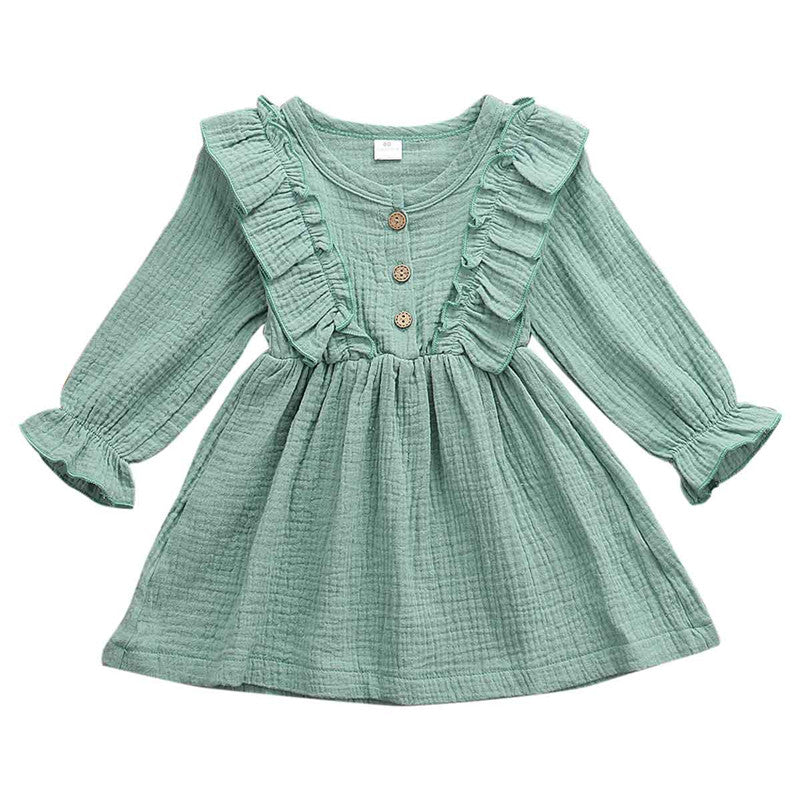 1-3Y Baby Girl Spring Dress With Ruffled
