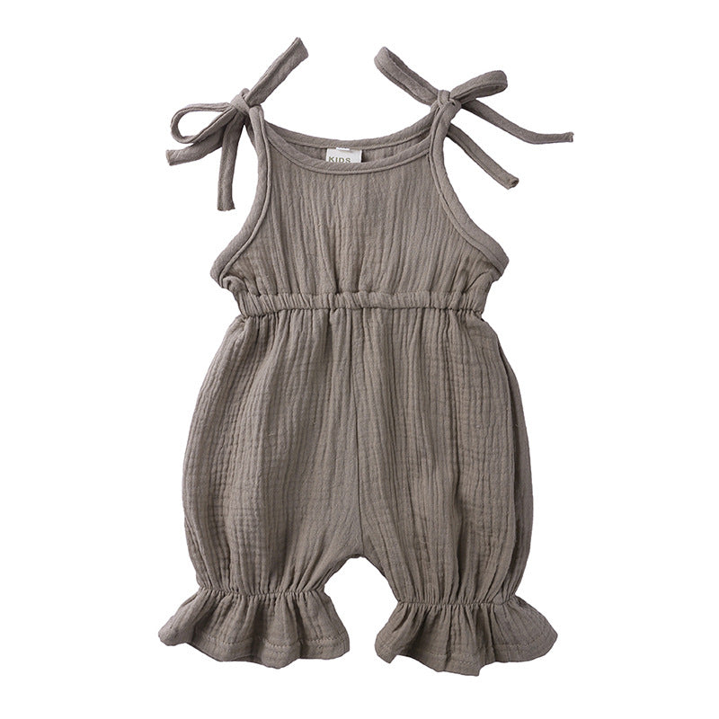 New Arrivals Toddler Baby Girls Sleeveless Solid Romper Jumpsuit Outfit