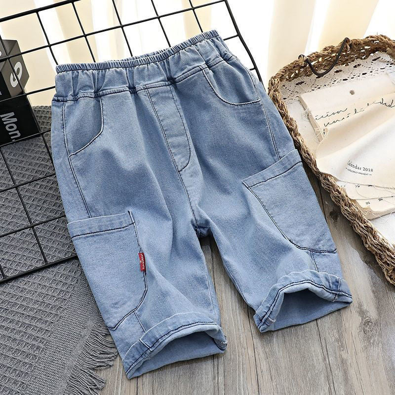 Summer Thin Middle School Children''s Cotton Ice Children's Pants Loose