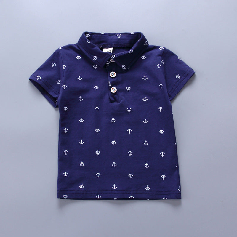 Anchor printed boy suit Korean short sleeve spring summer children's wear