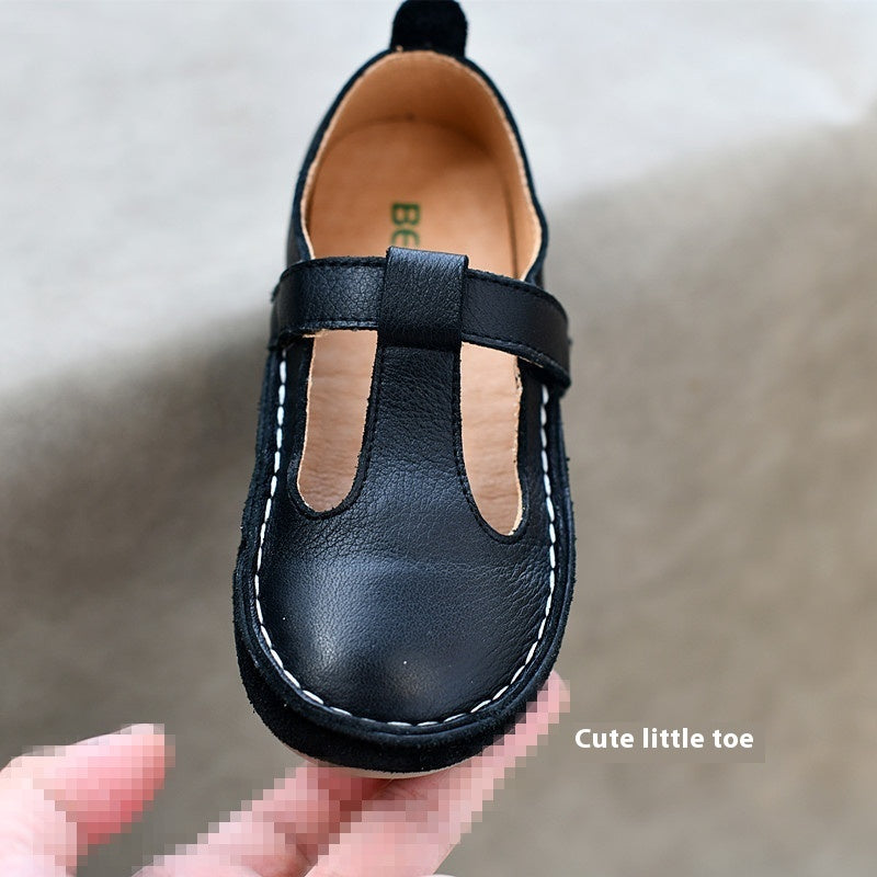 Chaussures en cuir véritable souple pour bébés et enfants