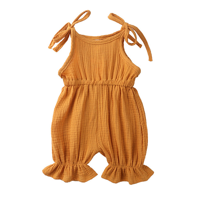 New Arrivals Toddler Baby Girls Sleeveless Solid Romper Jumpsuit Outfit