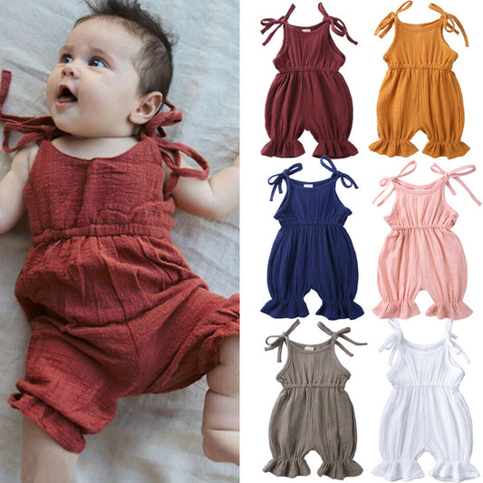 New Arrivals Toddler Baby Girls Sleeveless Solid Romper Jumpsuit Outfit