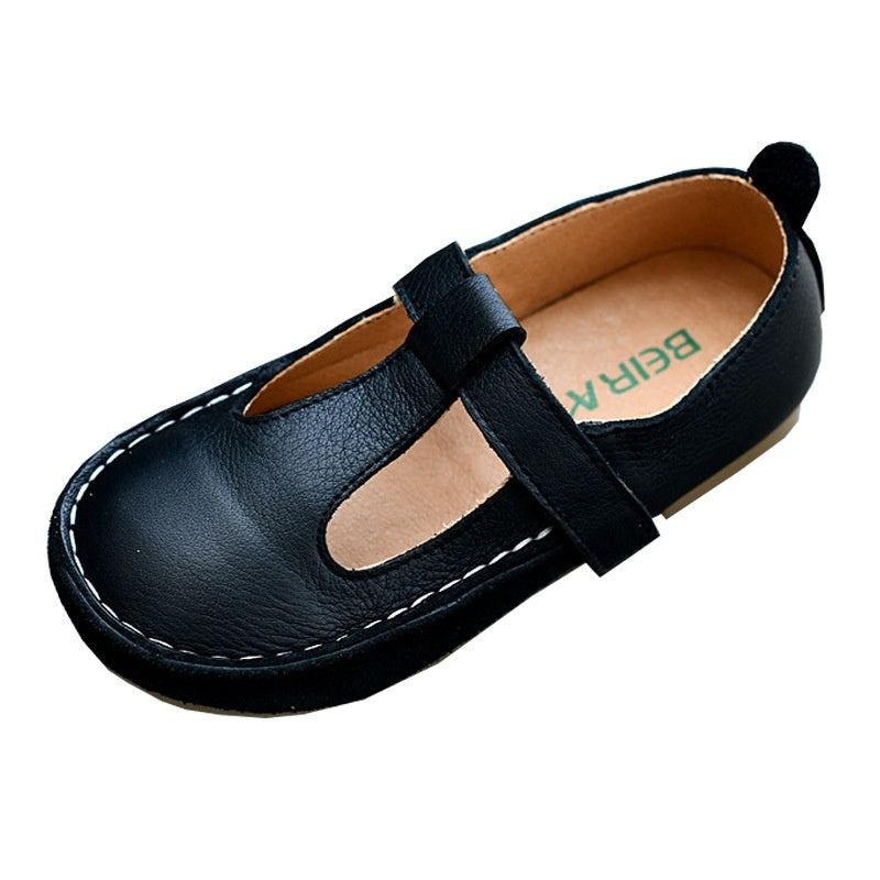 Chaussures en cuir véritable souple pour bébés et enfants