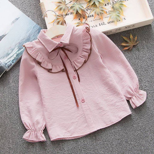 Spring And Autumn Striped Baby Lapel Shirt