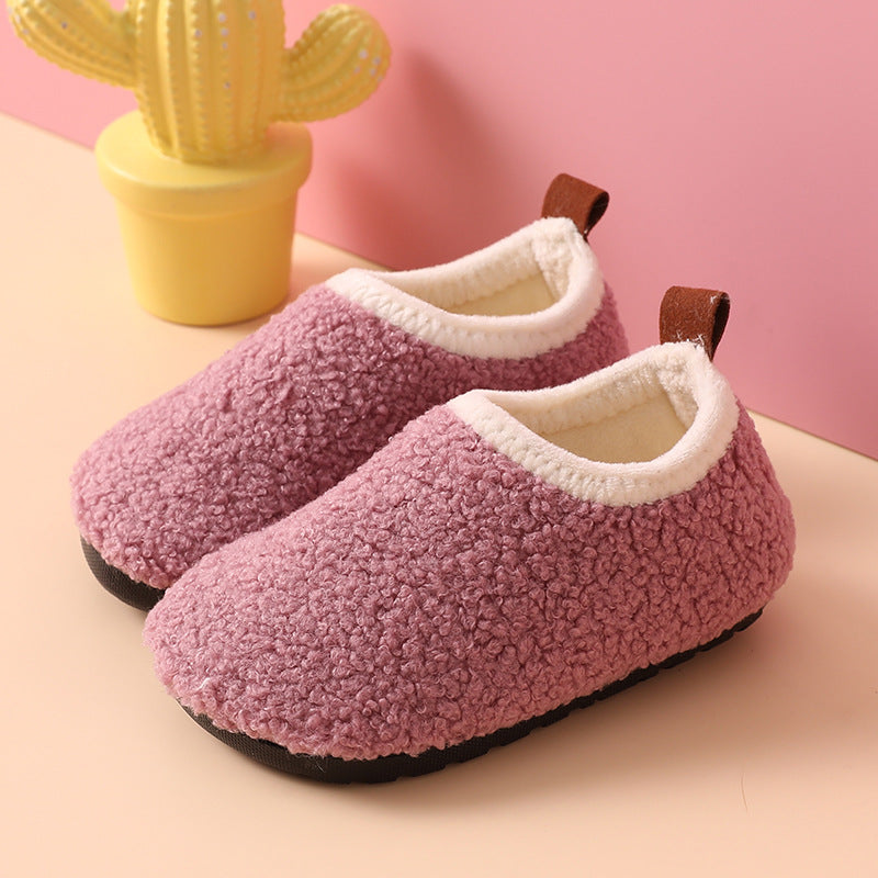 Pantoufles en coton pour enfants, doublées polaire, antidérapantes, épaisses, nouvelle collection automne et hiver