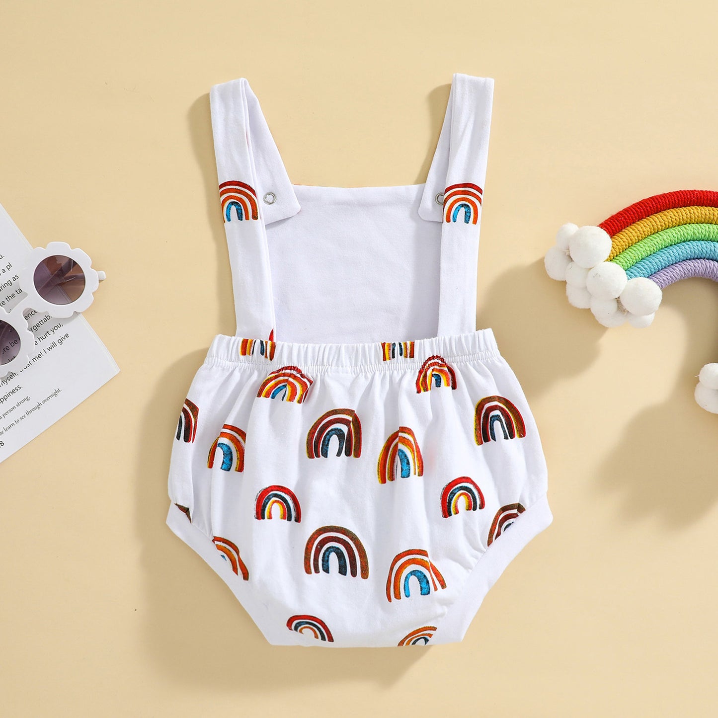 Barboteuse d'été en coton imprimé arc-en-ciel pour bébé