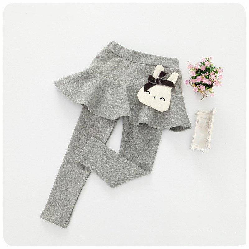Legging Fille 2 en 1 avec Jupe en Coton et Dentelle