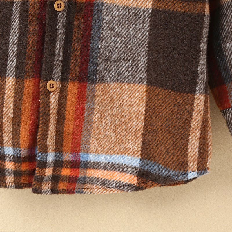 Girls Fashion Small Plaid Shirt Children's