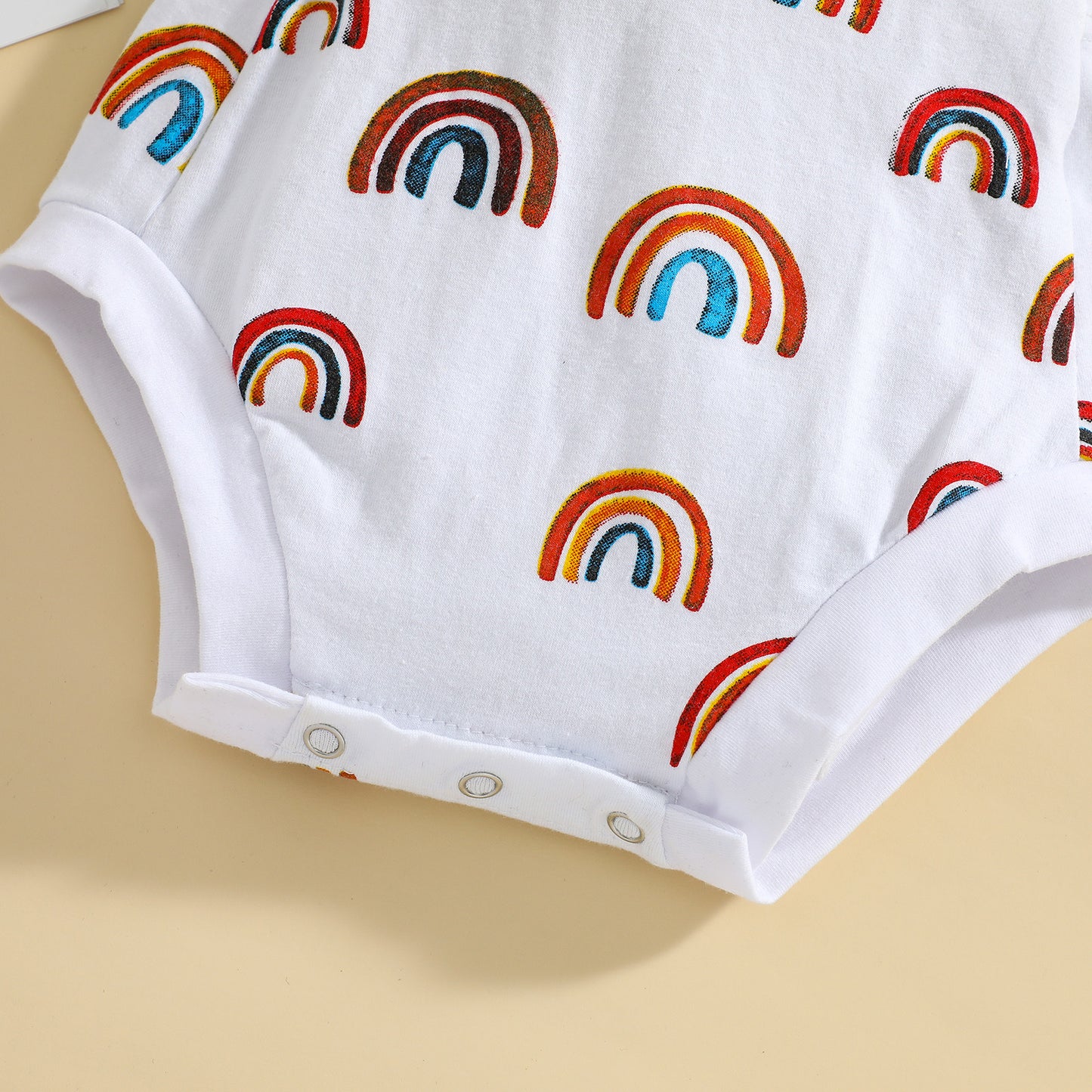 Barboteuse d'été en coton imprimé arc-en-ciel pour bébé