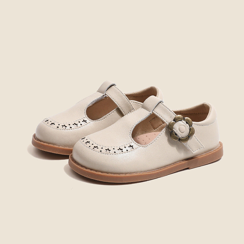 Chaussures en cuir pour filles, cuir véritable, antidérapantes, chaussures de princesse