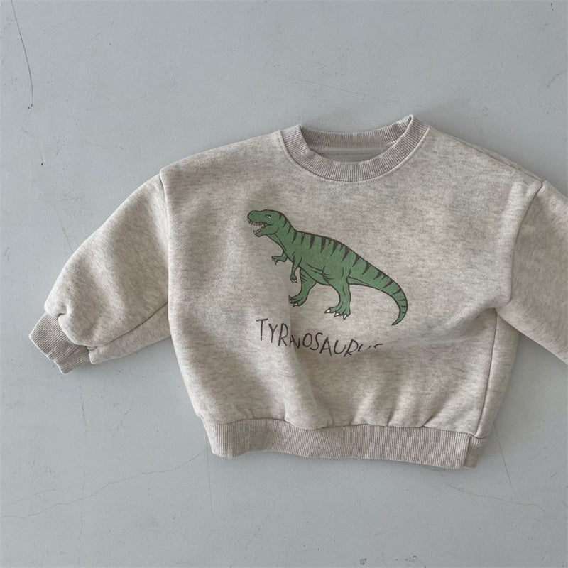 New Children's Cute Dinosaur Fleece Soft Pullover Sweater