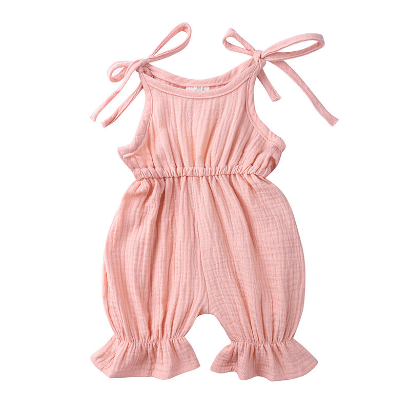New Arrivals Toddler Baby Girls Sleeveless Solid Romper Jumpsuit Outfit