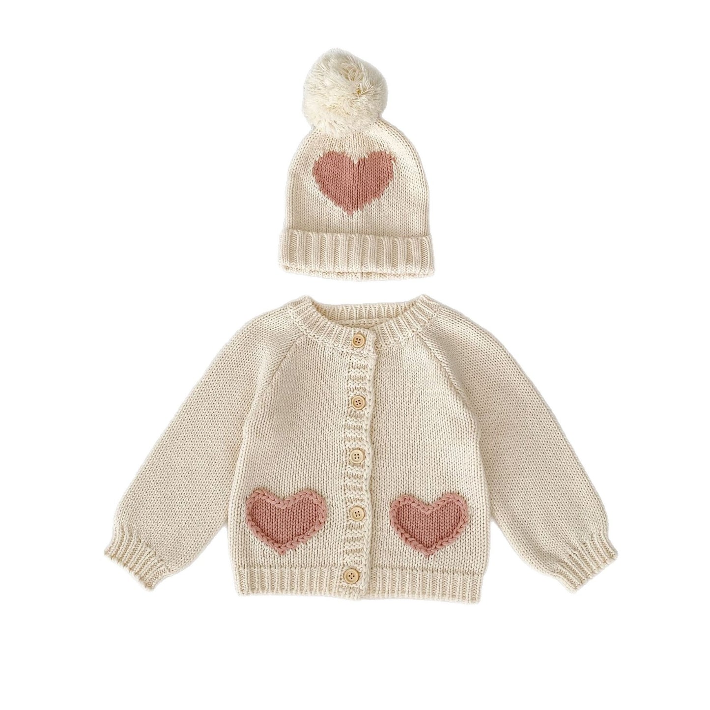 Fashionable Sweet Cardigan Hat Baby Love Kids Sweater Wear