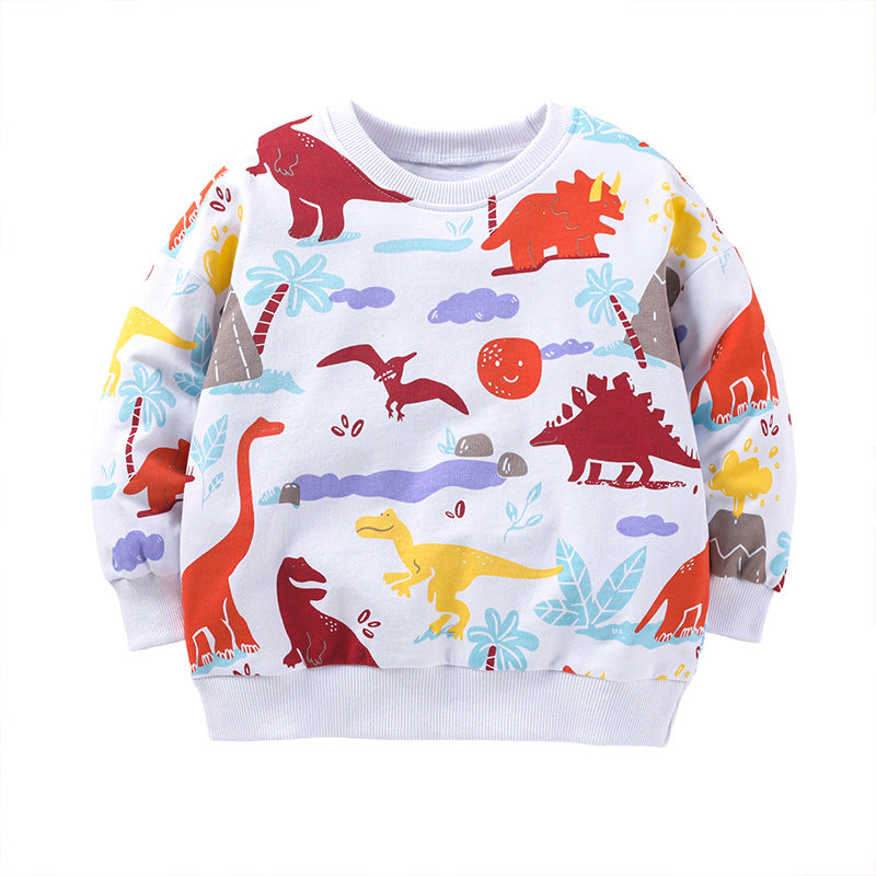 Haut de bébé à manches longues en coton avec dinosaure pour enfant