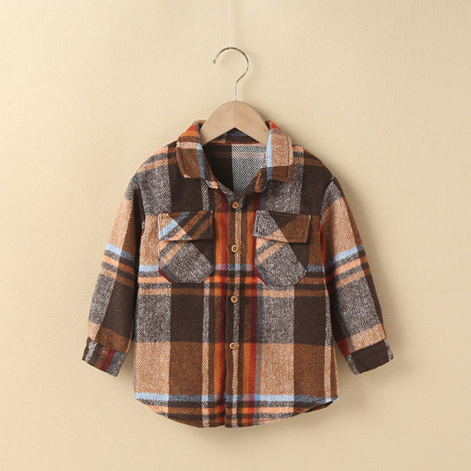 Girls Fashion Small Plaid Shirt Children's