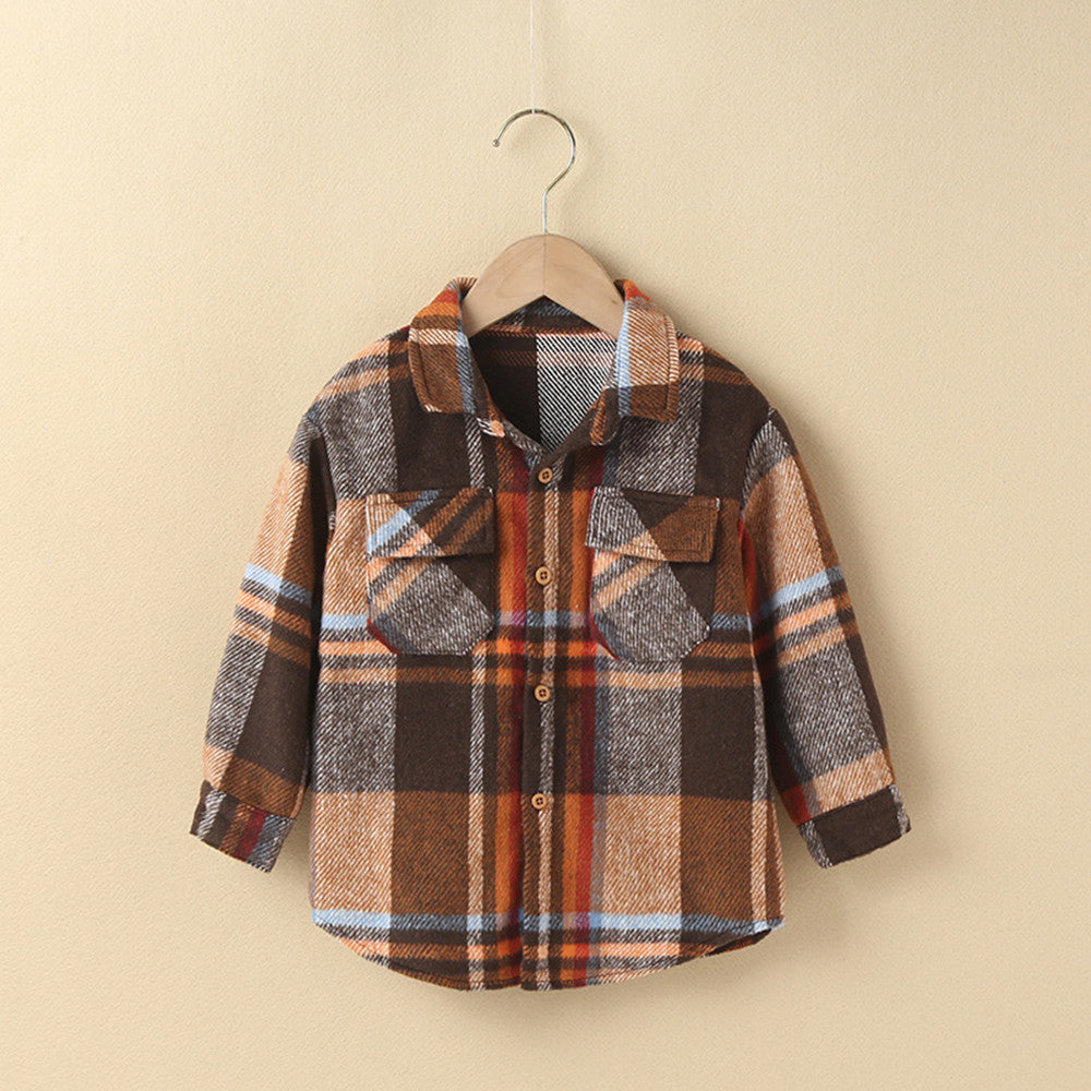 Girls Fashion Small Plaid Shirt Children's
