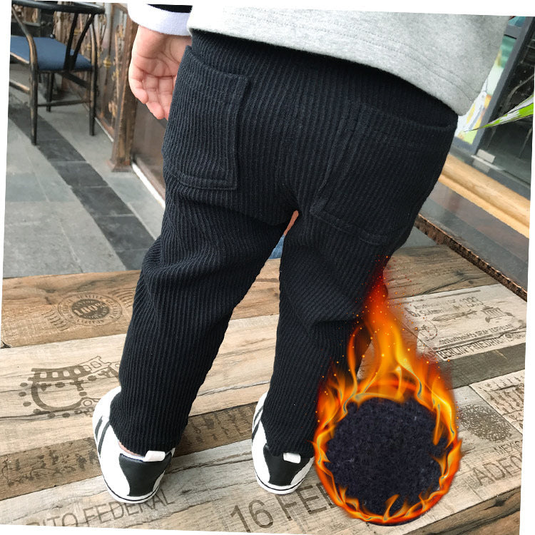 Legging rembourré de couleur unie avec doublure en velours pour garçons et filles
