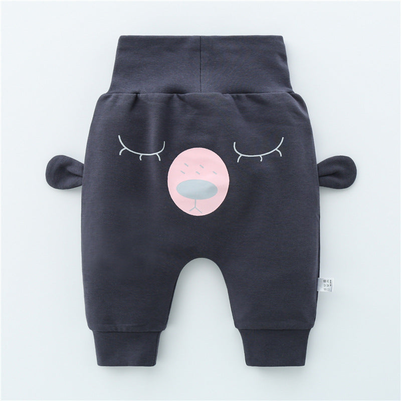 Pantalon sarouel taille haute avec protection ventrale pour filles, pantalon d'automne pour tout-petits