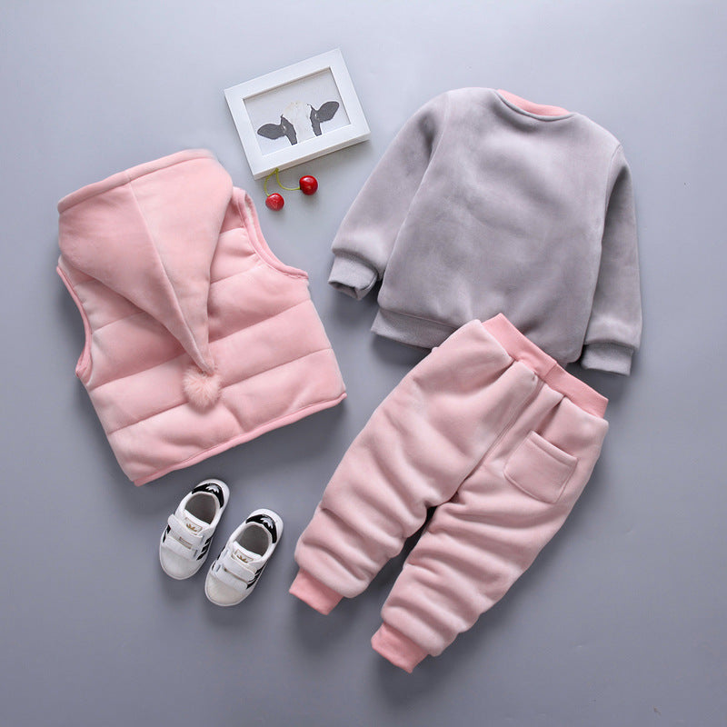 Boys’ Winter Clothing Set Thickened 3-Piece Baby Outfit