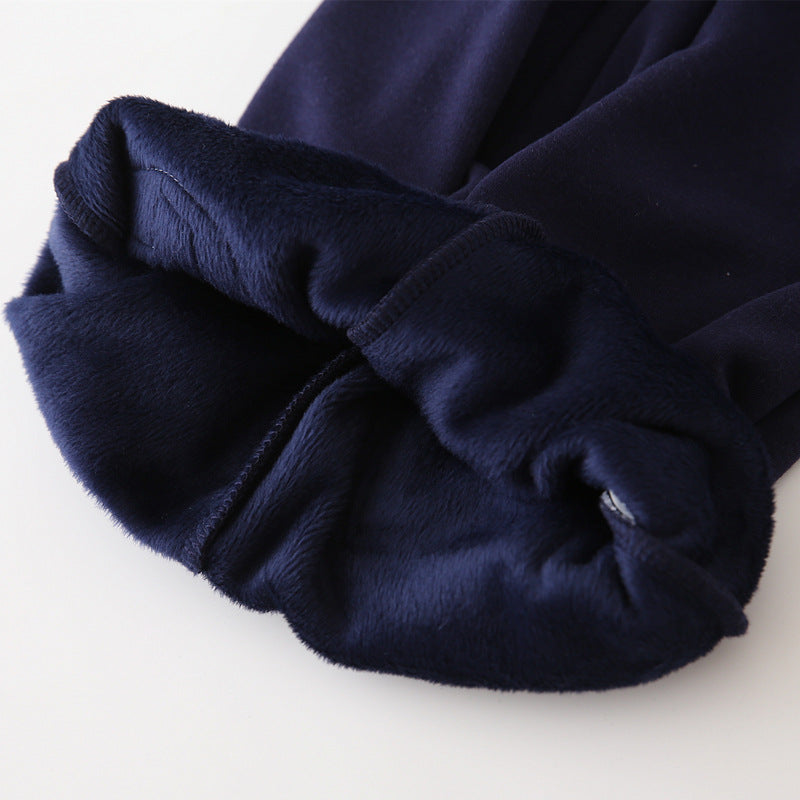 Pantalon épais brodé de lettres en velours pour bébé, pantalon chaud