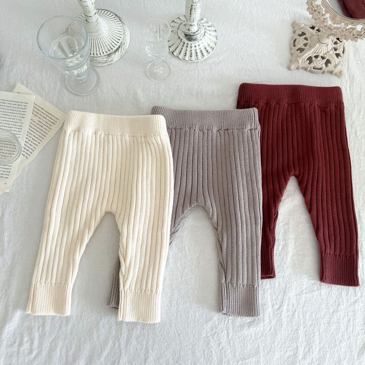 Vêtements pour enfants Legging élastique en tricot de coton et laine pour bébé