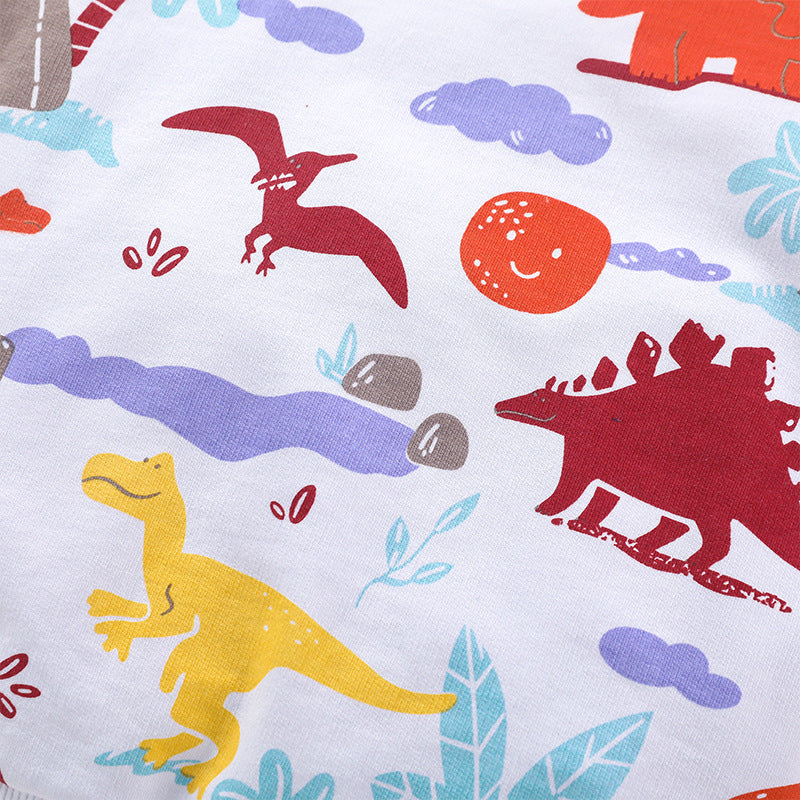 Haut de bébé à manches longues en coton avec dinosaure pour enfant