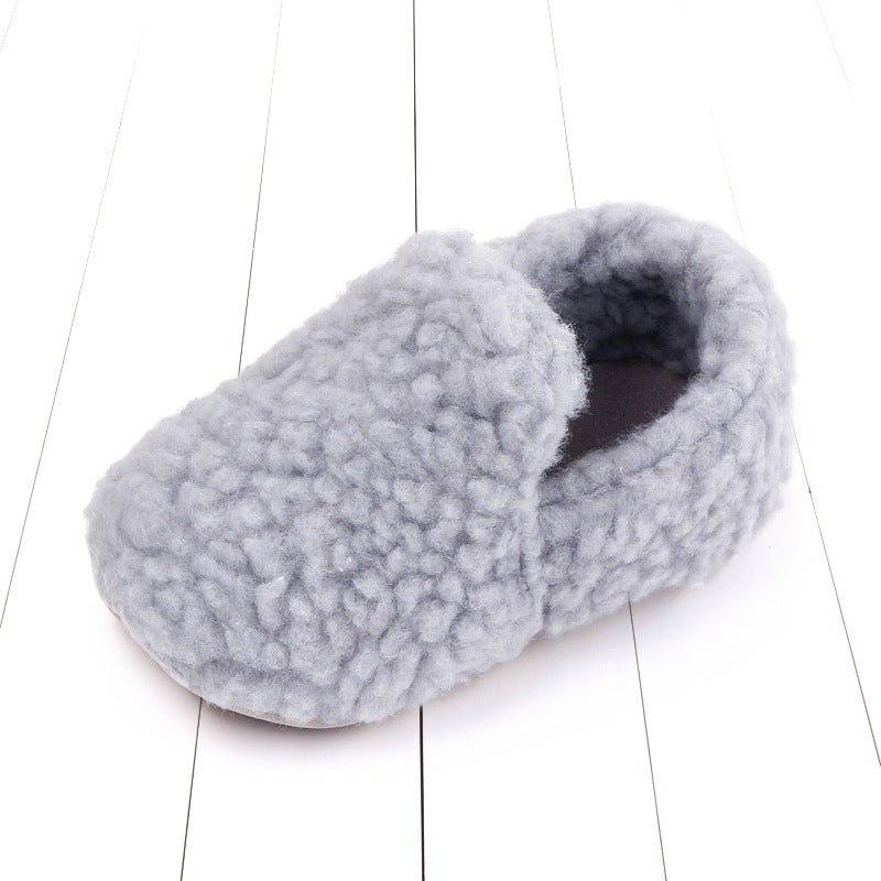 Chaussures bébé/enfant de couleur unie en velours à semelle souple antidérapante