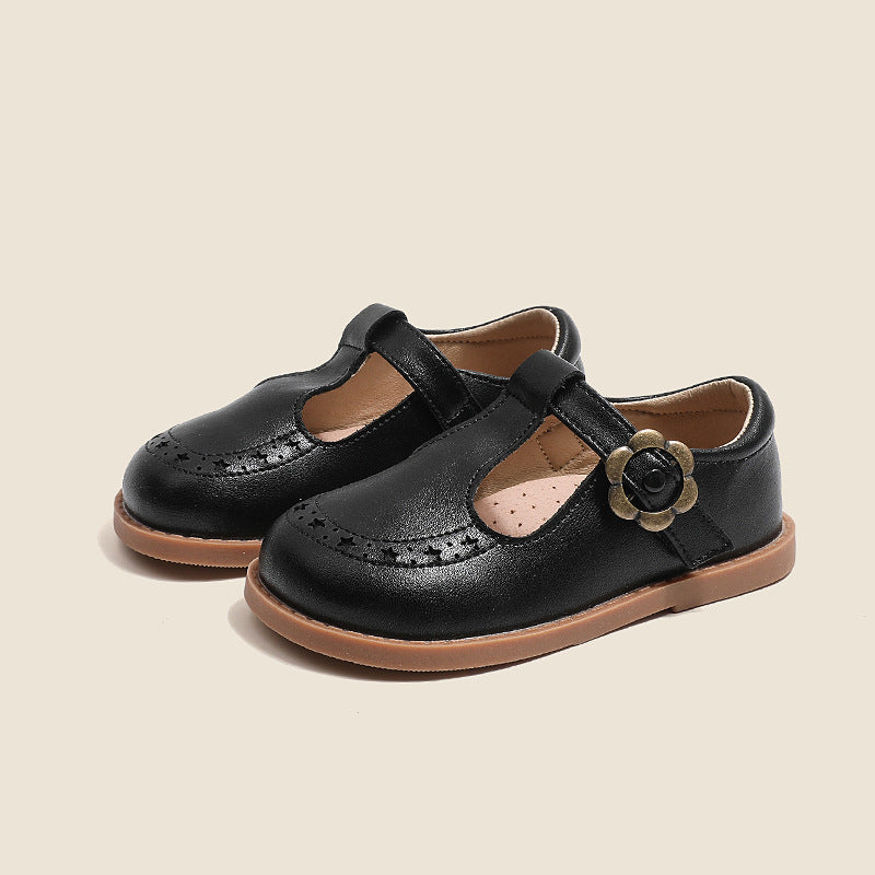 Chaussures en cuir pour filles, cuir véritable, antidérapantes, chaussures de princesse