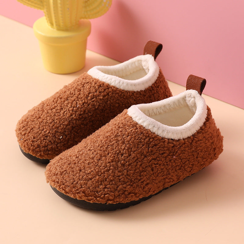 Pantoufles en coton pour enfants, doublées polaire, antidérapantes, épaisses, nouvelle collection automne et hiver