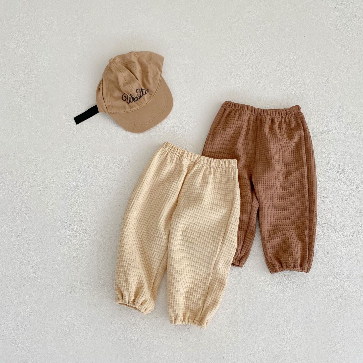 Children's Waffle All-match Loose-fitting Trousers