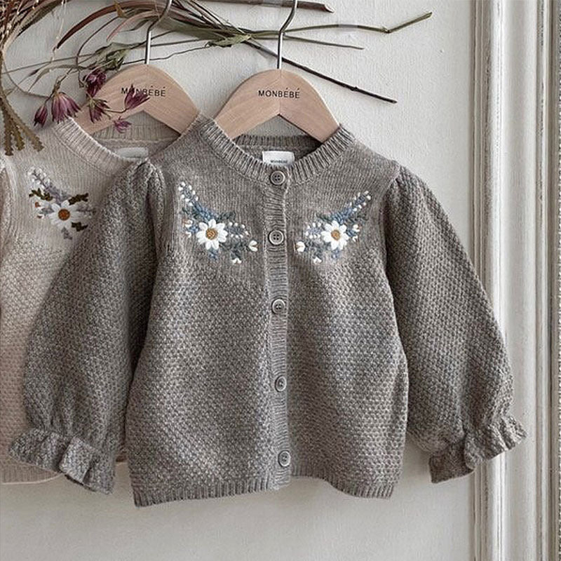 Fashionable Flower Sweater Coat For Babies And Children